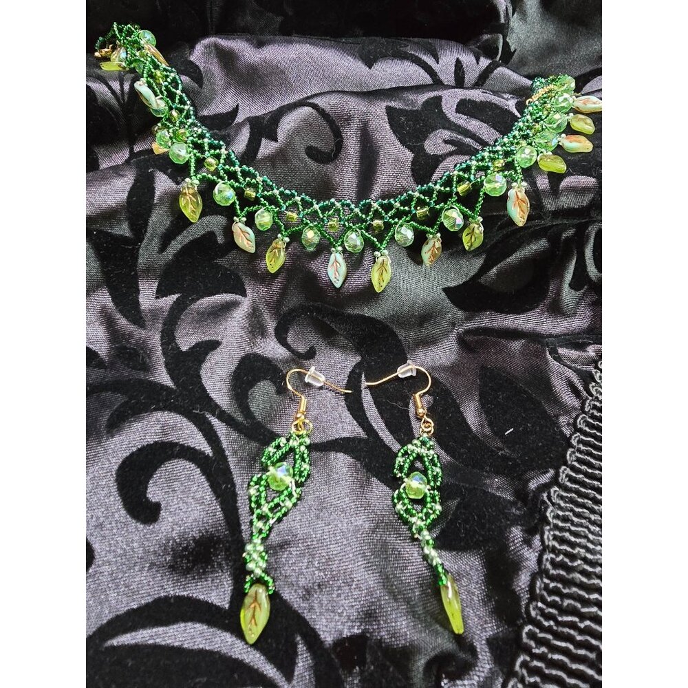 Handmade Elegant 18k Gold Plated Vine Ivy Inspired Necklace and Earring Set